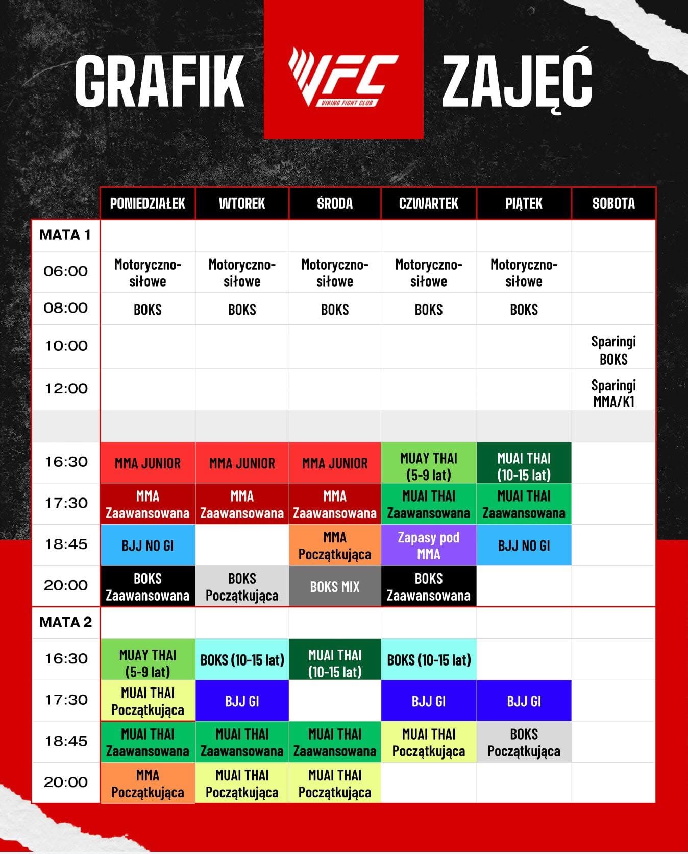 Grafik zajęć Viking Fight Club