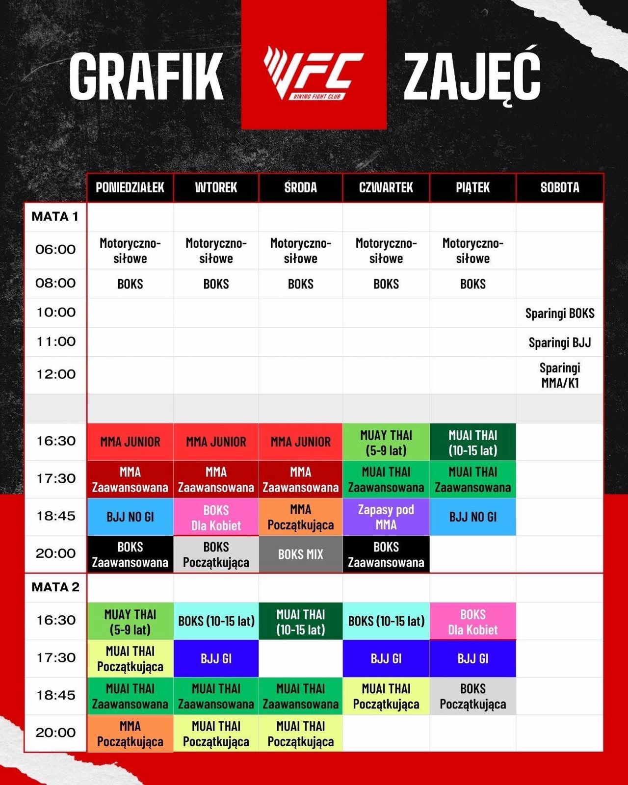 Grafik zajęć Viking Fight Club