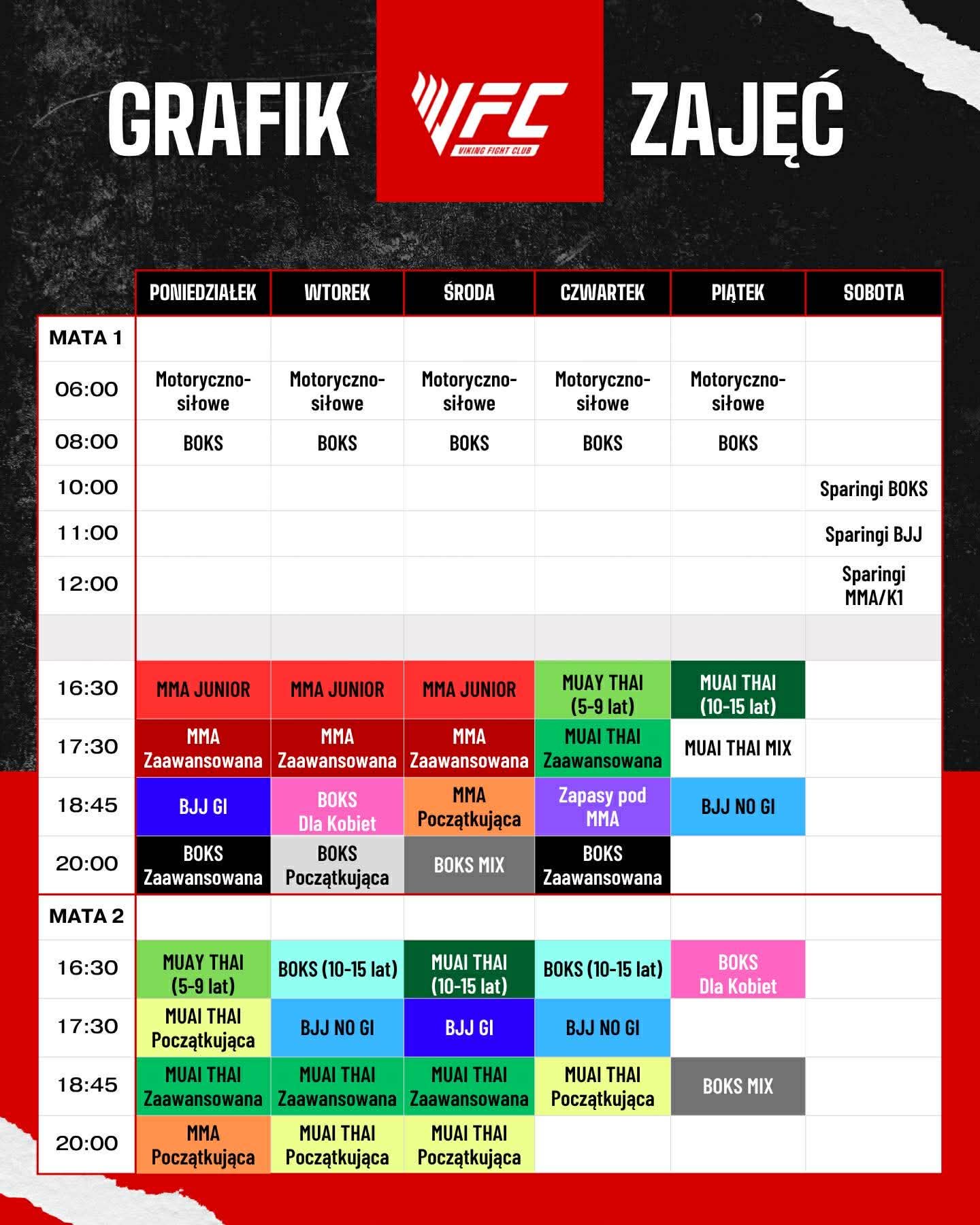 Grafik zajęć Viking Fight Club