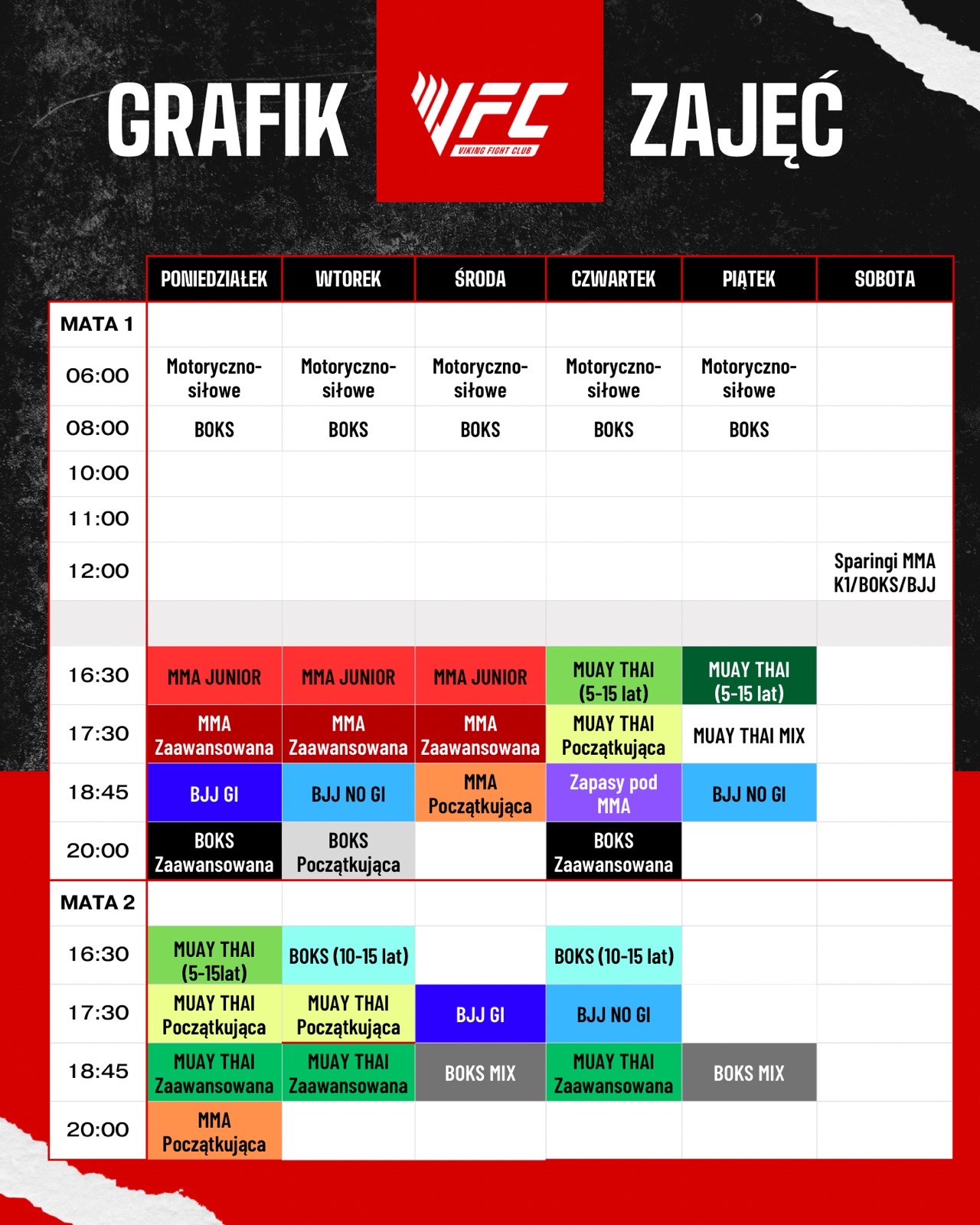 Grafik zajęć Viking Fight Club